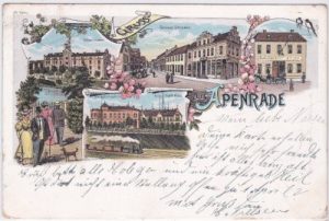 Apenrade (Aabenraa), u.a. Grosse Strasse, Farblitho, ca. 1895