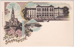 Schaffhausen, u.a. Vereins-Haus, Farblitho, ca. 1900
