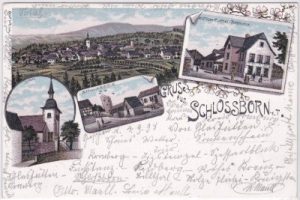 61479 Schloßborn im Taunus, u.a. Gasthof, Farblitho, ca. 1895