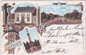 16833 Linum (Fehrbellin), Dorfstrasse, Farblitho, ca. 1900