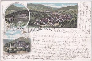 Langenbruck, u.a. Sanatorium Christ, Farblitho, ca. 1900