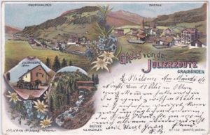 Julierroute mit Churwalden, Parpan, Farblitho, ca. 1900
