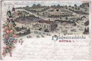 04571 Rötha, Obstweinschänke, Farblitho, ca. 1895