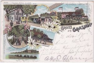 32425 Grashoff (Minden-Kutenhausen), Bahnhof, Farblitho, ca. 1900