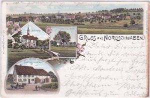 79618 Nordschwaben (Rheinfelden), u.a. Gasthaus, Farblitho, ca. 1900