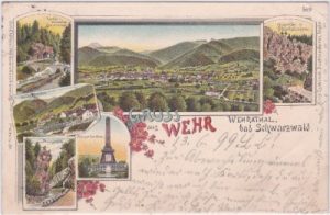 79664 Wehr (Baden), Schwarzwald, Farblitho, ca. 1895