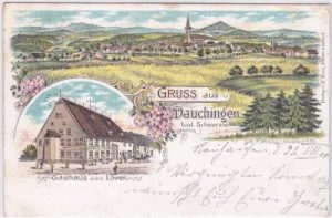 78083 Dauchingen, Gasthaus Löwen, Farblitho, ca. 1900
