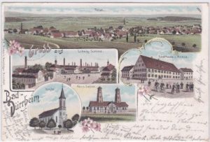 78073 Bad Dürrheim, u.a. Gasthaus Kreuz, Farblitho, ca. 1900