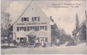79104 Freiburg-Zähringen, Metzgerei zur Krone, ca. 1925