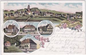 88450 Berkheim, u.a. Gasthaus zur Krone, Farblitho, ca. 1900
