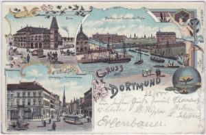 44145 Dortmund, u.a. Münsterstraße, Farblitho, ca. 1900
