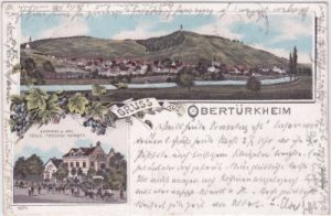 70329 Stuttgart-Obertürkheim, u.a. Gasthaus, Farblitho, ca. 1895