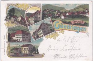 72202 Gündringen (Nagold), Bahnhof, Farblitho, ca. 1900