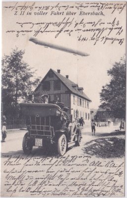 73061 Ebersbach an der Fils, Zeppelin II in voller Fahrt, ca. 1910