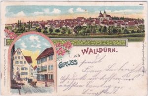 74731 Walldürn, Straßenansicht, Farblitho, ca. 1900