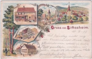 75397 Simmozheim, u.a. Schulhaus, Farblitho, ca. 1895