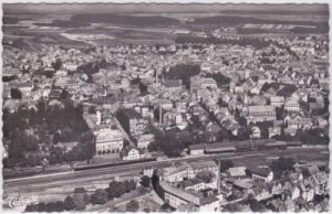 78054 Schwenningen am Neckar, Luftaufnahme, Bahnhof, ca. 1955