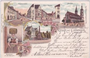 78050 Villingen, u.a. Postgebäude, Farblitho, ca. 1895