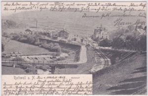 78628 Rottweil am Neckar, Bahnhof, Fabrikansicht, ca. 1900