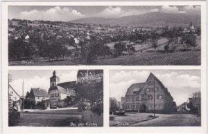 79589 Binzen, u.a. Schule, Kirche, ca. 1940