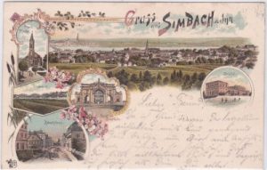 84359 Simbach am Inn, u.a. Bahnhof, Farblitho, ca. 1895