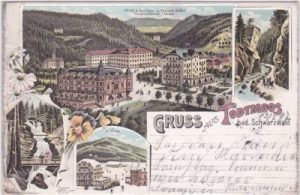 79682 Todtmoos im Schwarzwald, u.a. Hotel Adler, Farblitho, ca. 1895