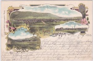 38685 Langelsheim am Harz, u.a. Bahnhof, Farblitho, ca. 1900