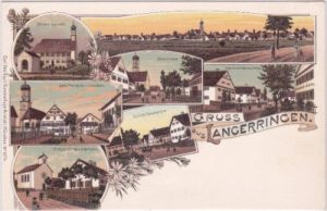 86853 Langerringen, u.a. Hauptstrasse, Farblitho, ca. 1900