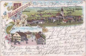 87490 Haldenwang, u.a. Straße, Farblitho, ca. 1900