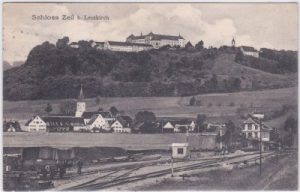 88299 Leutkirch im Allgäu, Bahnhof, Schloss Zeil, ca. 1910