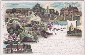15518 Rauen, u.a. Gasthof, Farblitho, ca. 1900
