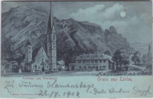 Terlan, Ortsansicht, Mondschein-Litho, ca. 1900