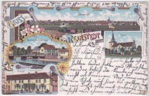 06463 Reinstedt (Falkenstein/Harz), u.a. Rittergut, Farblitho, ca. 1895