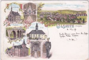 09376 Oelsnitz im Erzgebirge, u.a. Viadukt, Farblitho, ca. 1895