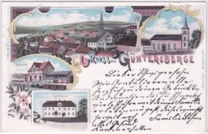 06493 Güntersberge (Harzgerode), u.a. Bahnhof, Farblitho, ca. 1900