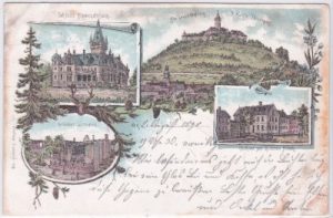 07768 Leuchtenburg (Seitenroda), u.a. Gasthaus, Farblitho, ca. 1895