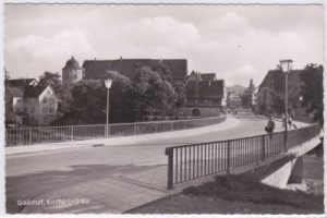 74405 Gaildorf, Straßensicht, Kocherbrücke, ca. 1965