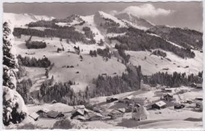 Hirschegg (Kleinwalsertal), Ortsansicht, Winterlandschaft, ca. 1955