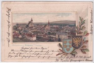 Krems an der Donau, Präge-Farblitho mit Wappen, ca. 1900