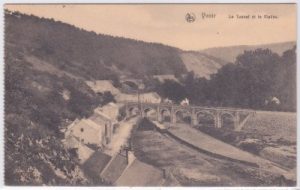 Yvoir, Ortsansicht, Straßenansicht, Viadukt, ca. 1915
