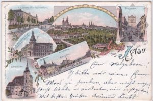 Iglau (Jihlava), u.a. Knabenbürgerschule, Farblitho, ca. 1895