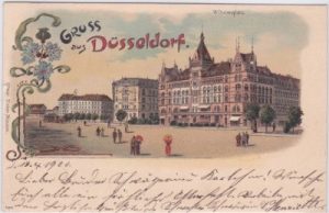 40210 Düsseldorf, Wilhelmsplatz, Farblitho, ca. 1900