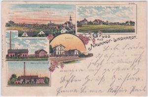 04683 Naunhof-Lindhardt, Bahnhof, Farblitho, ca. 1900