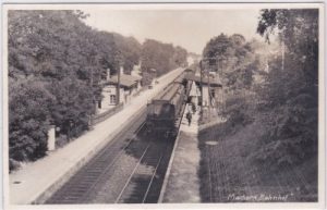 04827 Machern, Bahnhof, Personenzug, ca. 1935