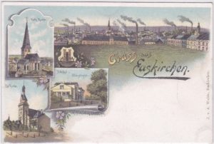 53879 Euskirchen, u.a. Bahnhof, Farblitho, ca. 1900