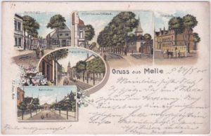 49324 Melle, u.a. Mühlenstraße, Farblitho, ca. 1900