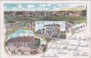 39356 Döhren (Oebisfelde-Weferlingen), Bahnhof, Farblitho, ca. 1900