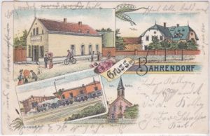 39171 Bahrendorf (Sülzetal), Bahnhof, Farblitho, ca. 1900
