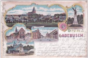 19205 Gadebusch, u.a. Bahnhof, Farblitho, ca. 1895
