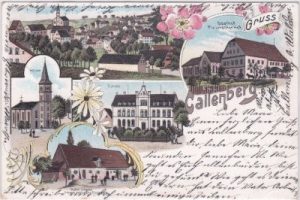 09337 Callenberg, u.a. Gasthof, Farblitho, ca. 1900